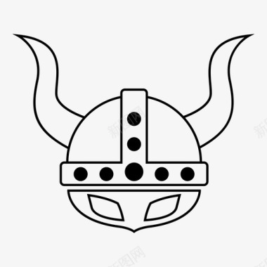 北欧文化北欧海盗头盔号角图标图标