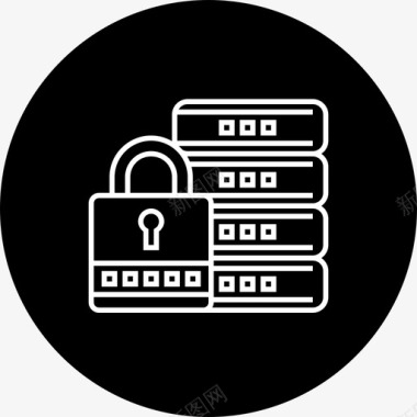 SEO和网络数据数据库安全锁管理图标图标
