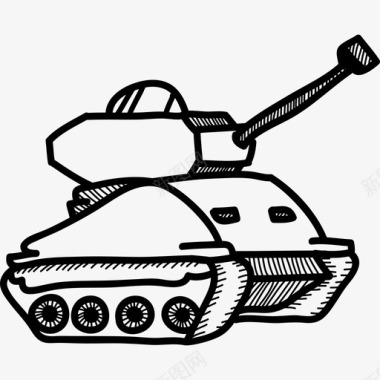 战争坦克手绘运输工具图标图标