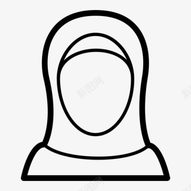 穆斯林妇女头巾女士图标图标