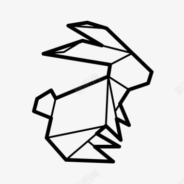 折纸兔子动物复活节图标图标