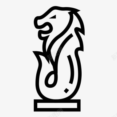 平底锅插画鱼尾狮喷泉纪念碑图标图标