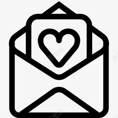 浪漫情人节礼盒爱的信息邮件浪漫图标图标