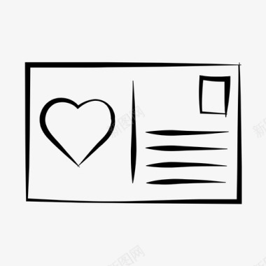 心形爱情明信片手绘心形图标图标