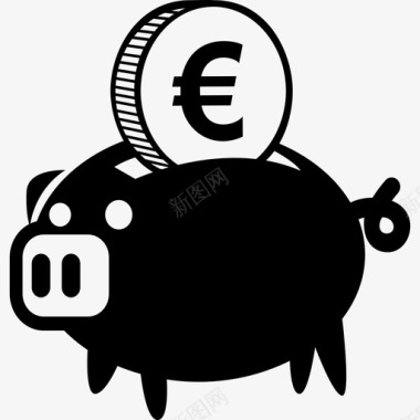 欧元储蓄罐经济图标图标