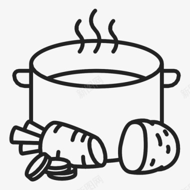 蔬菜汤锅炊具厨房图标图标