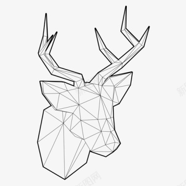 低聚合鹿动物艺术图标图标