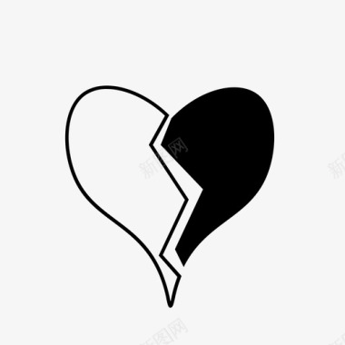 心碎黑白爱情图标图标