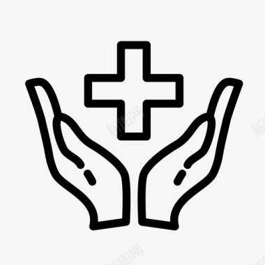 手握十字架医疗保健健康保险图标图标