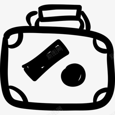 带标签的行李手绘轮廓手绘海滩手绘详图图标图标