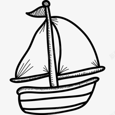 帆船运输工具手绘详图图标图标