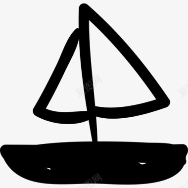 帆船手绘运输手绘沙滩手绘细部图标图标