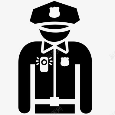 白衣警察人体摄像头警察保安图标图标
