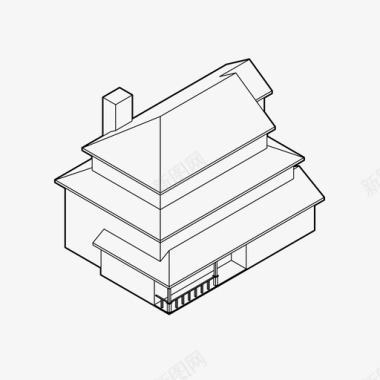 设计房屋房屋轴测建筑家庭住宅图标图标