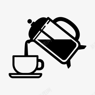 法式印刷机咖啡豆咖啡机图标图标