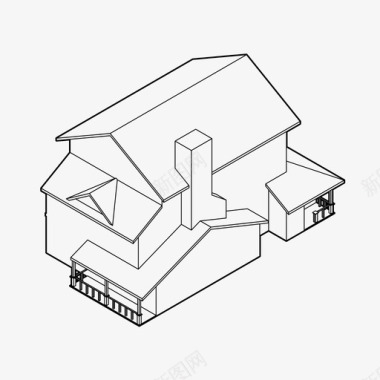 设计房屋房屋轴测建筑家庭住宅图标图标