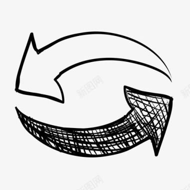 手绘圆形红色回收转换生态图标图标