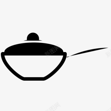 有盖炒锅烹饪油炸图标图标