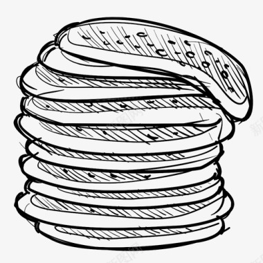 艺术素描一叠薄饼早餐薄饼图标图标