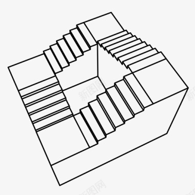 发光效果彭罗斯楼梯不可能视错觉图标图标