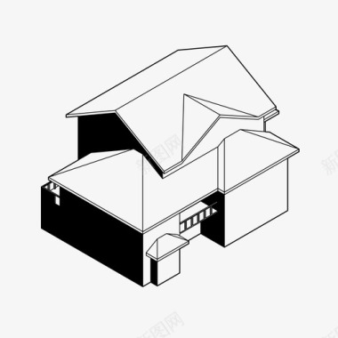 设计房屋房屋轴测建筑家庭住宅图标图标