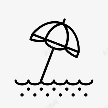 海滩遮阳伞伞海滩放松图标图标