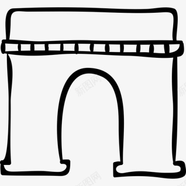 勾勒拱门纪念碑勾勒手绘建筑建筑手绘旅游图标图标