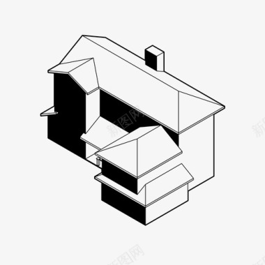 等轴测房屋轴测建筑家庭住宅图标图标