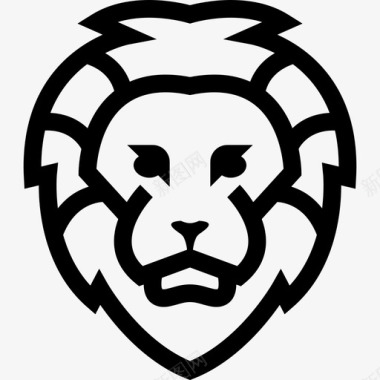 勾勒狮子脸勾勒正面动物有趣的动物图标图标