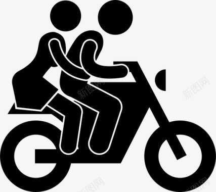 骑摩托车的骑自行车的女的图标图标