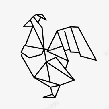 折纸公鸡动物鸟图标图标
