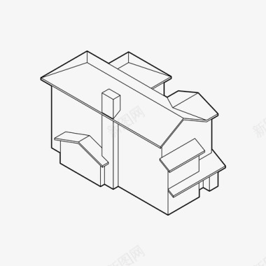 修建房屋房屋轴测建筑家庭住宅图标图标