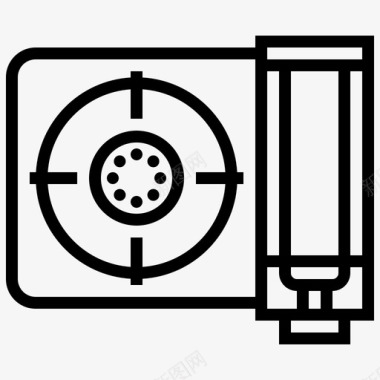 厨房素描野营煤气炉燃烧器设备图标图标