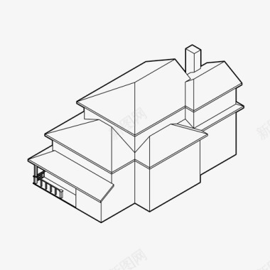 修建房屋房屋轴测建筑家庭住宅图标图标