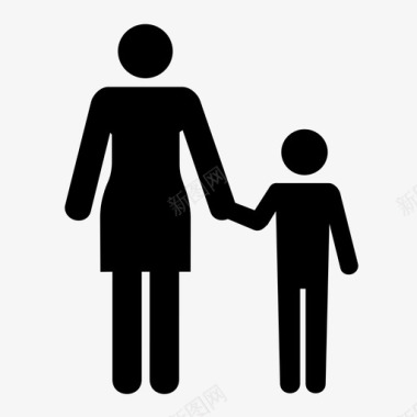 女人和男孩家庭母亲和孩子图标图标