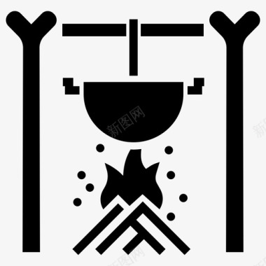 篝火烹饪篝火野营图标图标