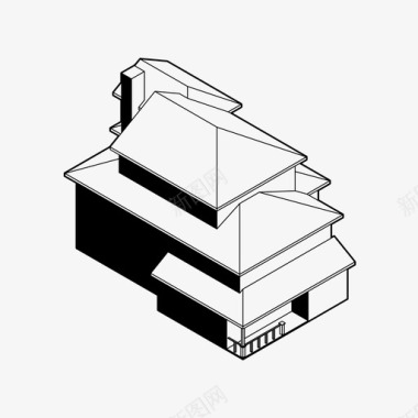 等轴测房屋轴测建筑家庭住宅图标图标