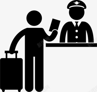 机场护照检查移民警察图标图标