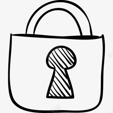 锁锁素描安全社交媒体手绘图标图标