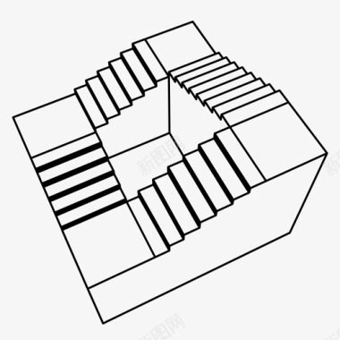 玻璃效果彭罗斯楼梯不可能视错觉图标图标
