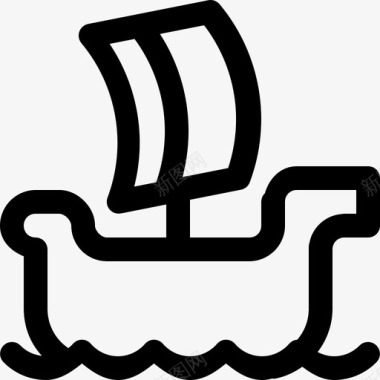 小帆船冲浪船海洋生物图标图标