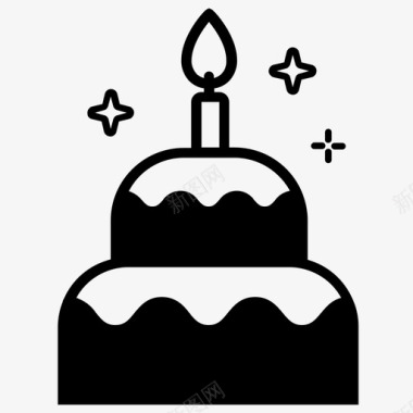 生日蛋糕周年纪念蜡烛图标图标