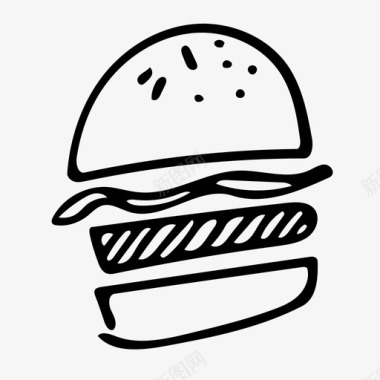 汉堡牛肉手绘图标图标