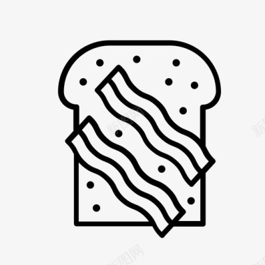 烤面包和培根面包房早餐图标图标