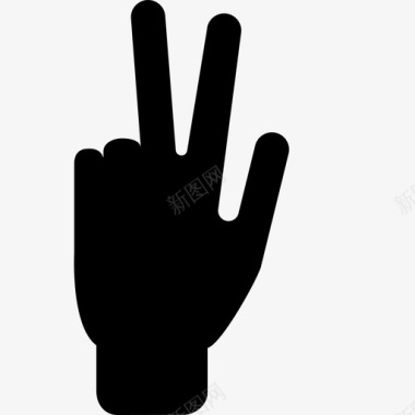 三个手指伸出手的轮廓手势手图标图标