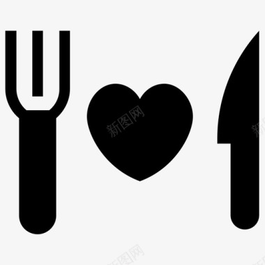 心形符号刀餐厅叉子图标图标
