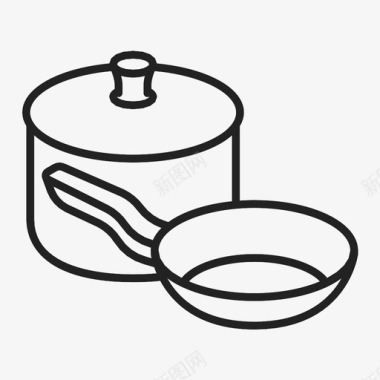 平底锅炊具热的厨房的图标图标