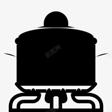 炉子上的锅烧嘴烹饪图标图标
