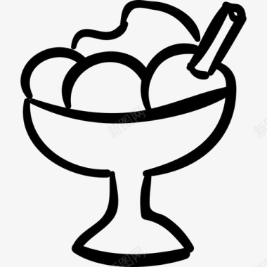 冰淇淋手绘甜点杯食品手工烹饪图标图标