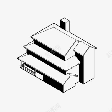 等轴测房屋轴测建筑家庭住宅图标图标